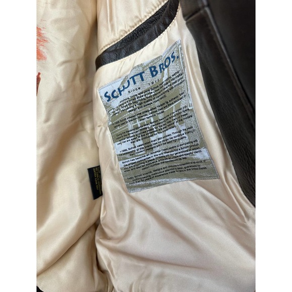 Schott Wings of Gold Brown Leather Bomber Naval Flight Aviation Jacket Men's L - Picture 5 of 16